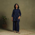 Blue Cotton Pochampally Ikat Night Suit Set