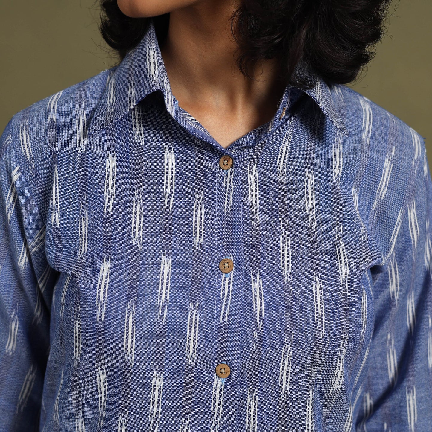 Blue Cotton Pochampally Ikat Night Suit Set