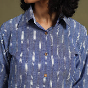 Blue Cotton Pochampally Ikat Night Suit Set