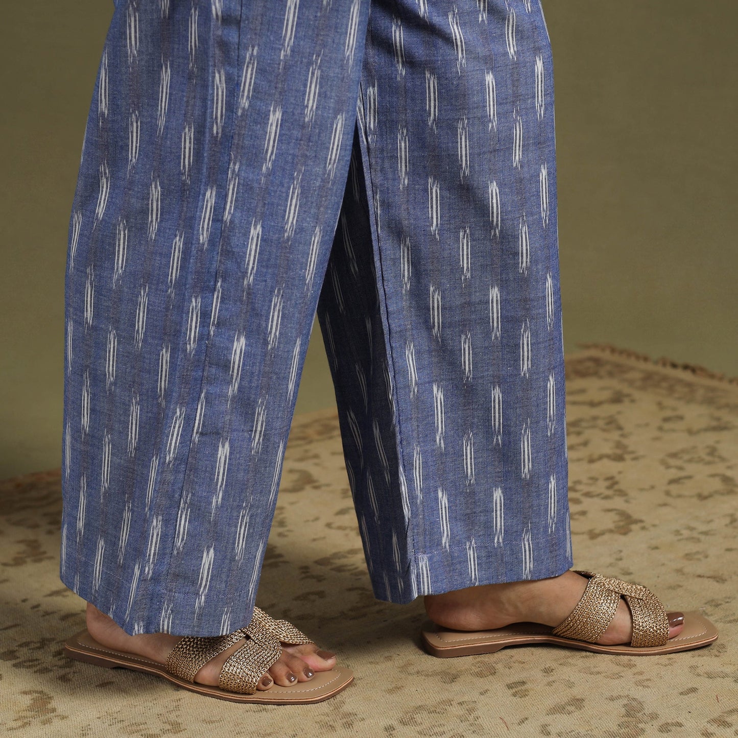 Blue Cotton Pochampally Ikat Night Suit Set