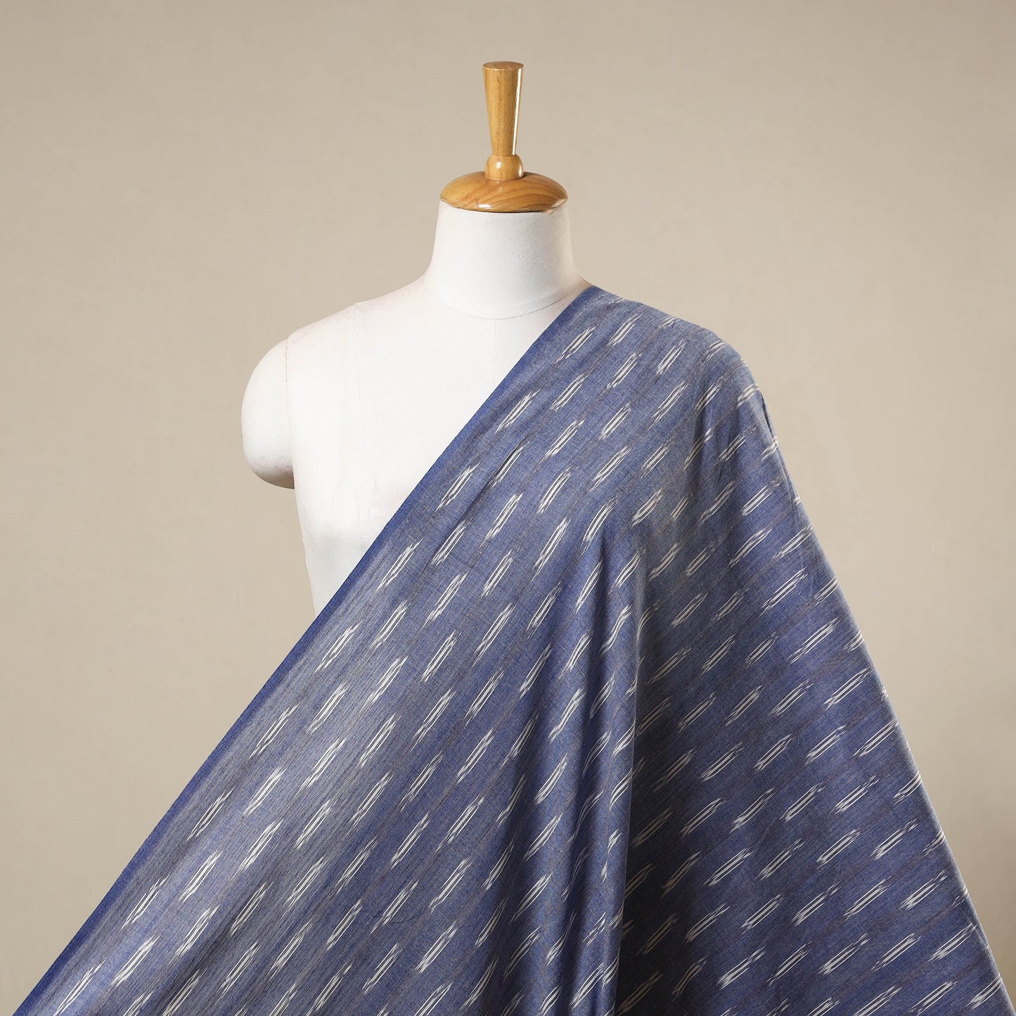 Blue Handloom Cotton Pochampally Weave Ikat Fabric
