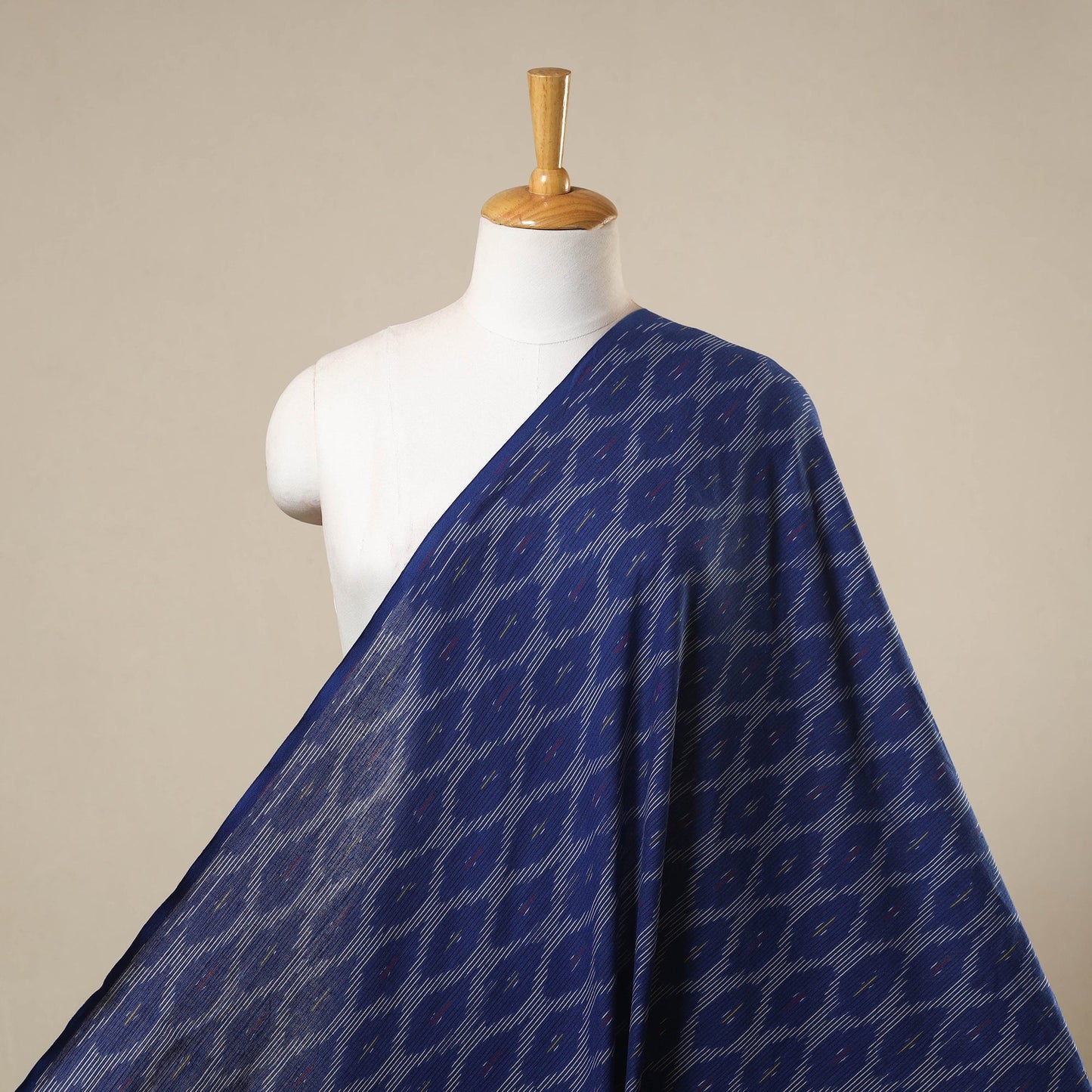 Blue Handloom Cotton Pochampally Weave Ikat Fabric