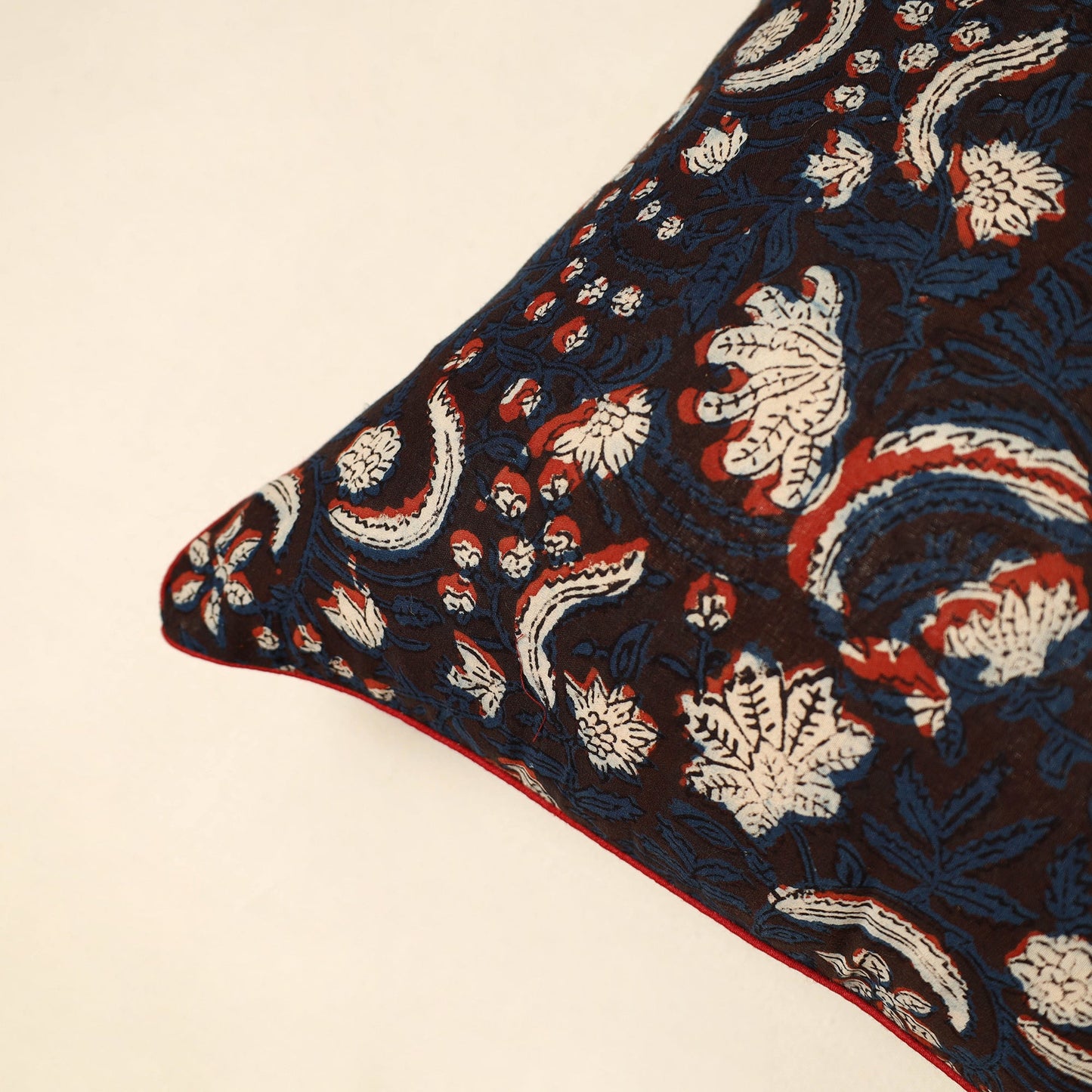 Cotton Block Printed Bagru Cushion Cover (16 x 16 in) 14