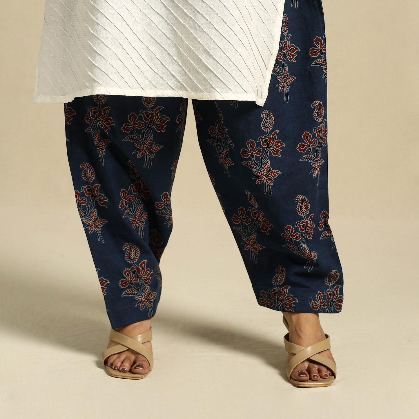 Blue Block Print Cotton Ajrakh Salwar