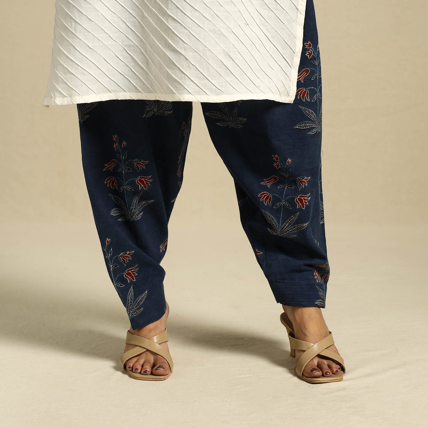 Blue Block Print Cotton Ajrakh Salwar