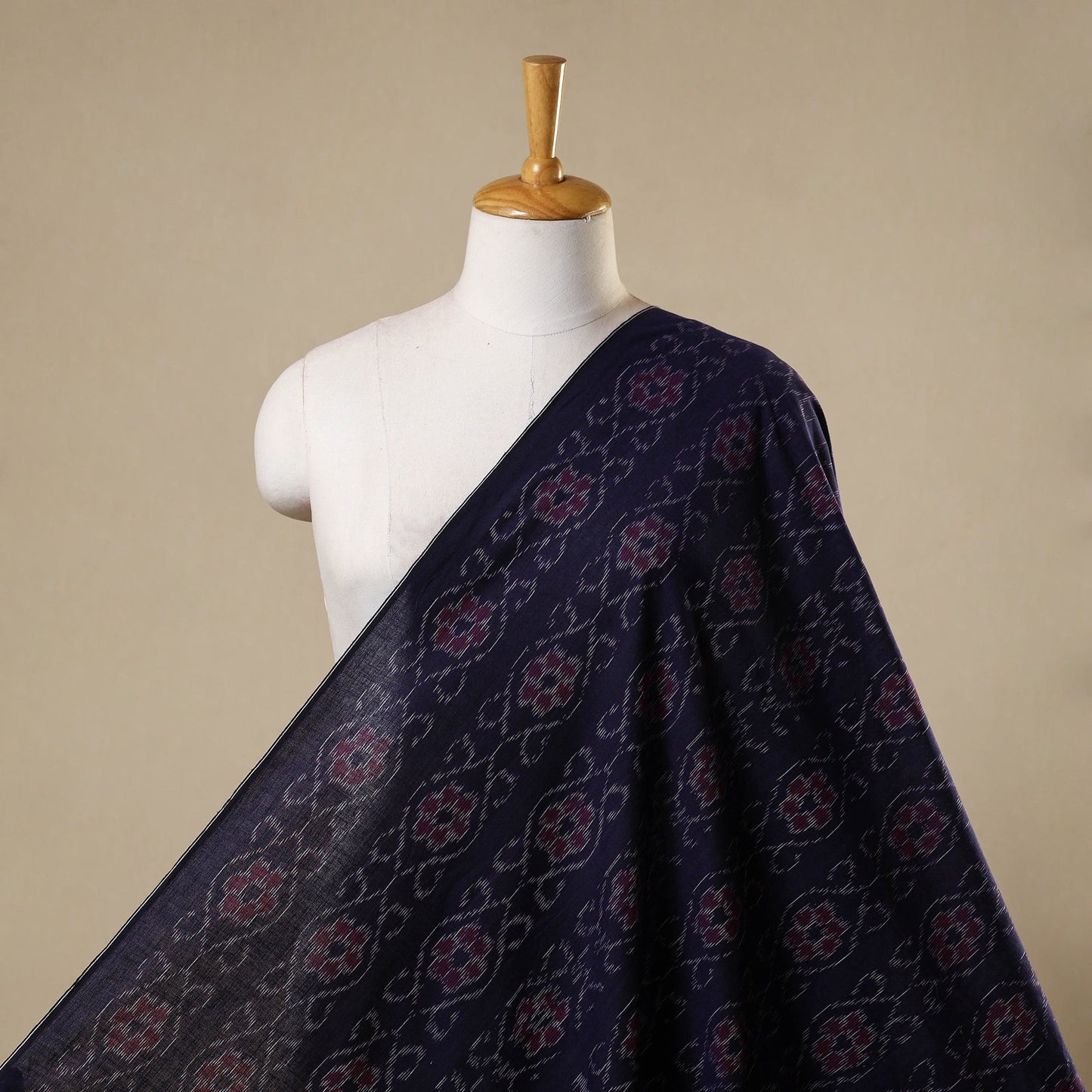Blue - cotton sambalpuri ikat fabric 08 - handcrafted