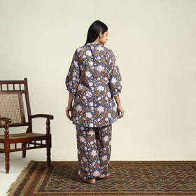 Buy Cotton Blue Sanganeri Block Print Night Suit Set Online 