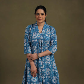 Blue Cotton Sanganeri Block Print Co-Ord Set