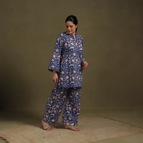 Blue Cotton Sanganeri Block Print Co-Ord Set
