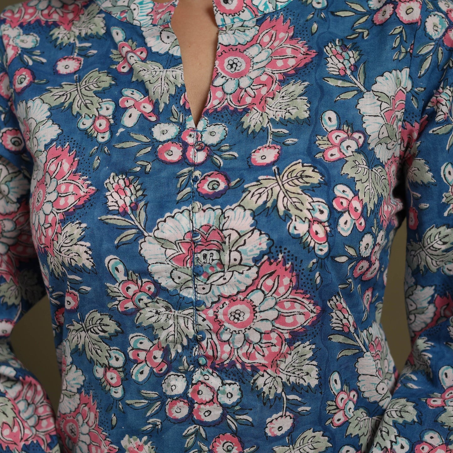 Blue Cotton Sanganeri Block Print Co-Ord Set
