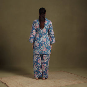 Blue Cotton Sanganeri Block Print Co-Ord Set