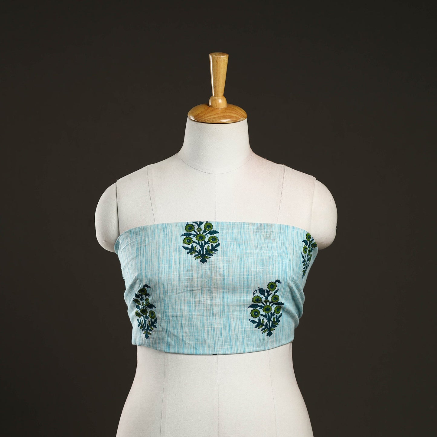 Blue - cotton sanganeri blouse piece 07 - handcrafted