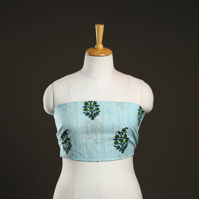 Blue - cotton sanganeri blouse piece 07 - handcrafted