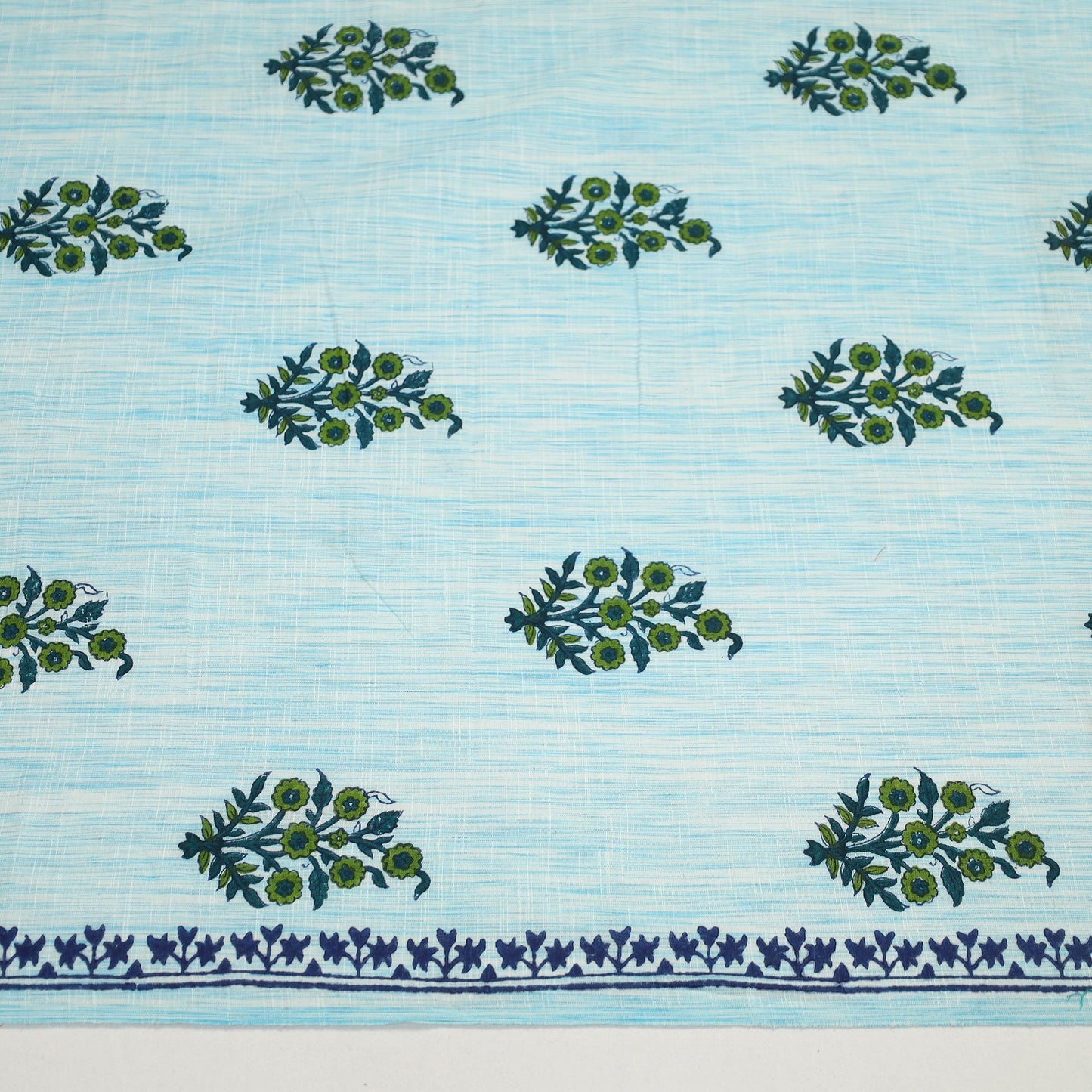 Blue - cotton sanganeri blouse piece 07 - handcrafted