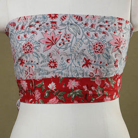 Blue Block Print Cotton Sanganeri Blouse Piece