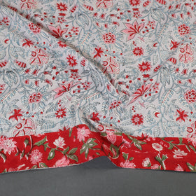 Blue Block Print Cotton Sanganeri Blouse Piece