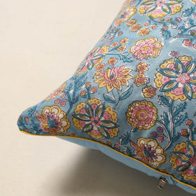 Blue - cotton sanganeri cushion cover 14 - handcrafted