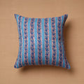 Blue - Block Print Cotton Sanganeri Cushion Cover (16 x 16 in) 21