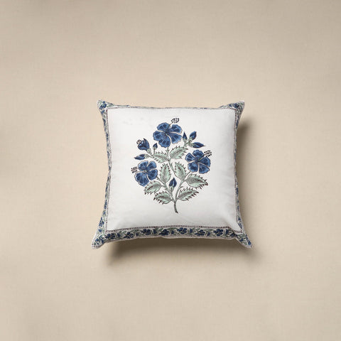 Cotton sanganeri cushion cover (16 x 16 in) 28 - handcrafted