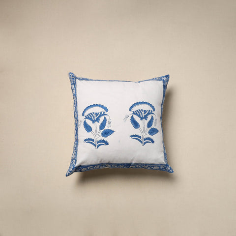 Cotton sanganeri cushion cover (16 x 16 in) 40 - handcrafted