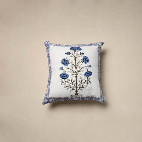 Cotton sanganeri cushion cover (16 x 16 in) 45 - handcrafted