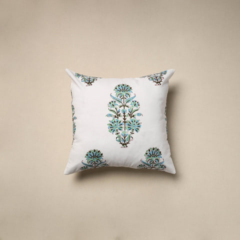 Cotton sanganeri cushion cover (16 x 16 in) 58 - handcrafted