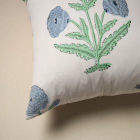 Cotton sanganeri cushion cover (16 x 16 in) 65 - handcrafted