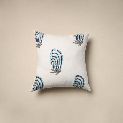 Cotton sanganeri cushion cover (16 x 16 in) 66 - handcrafted