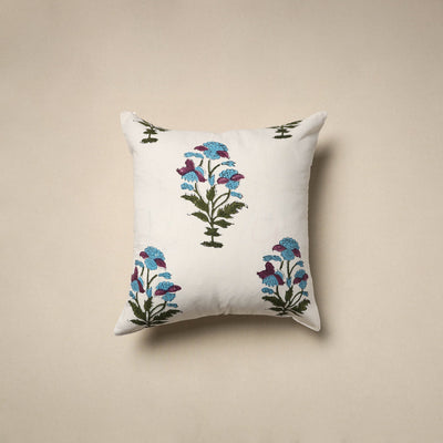 Cotton sanganeri cushion cover (16 x 16 in) 87 - handcrafted