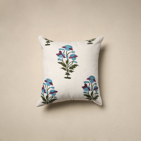 Cotton sanganeri cushion cover (16 x 16 in) 87 - handcrafted