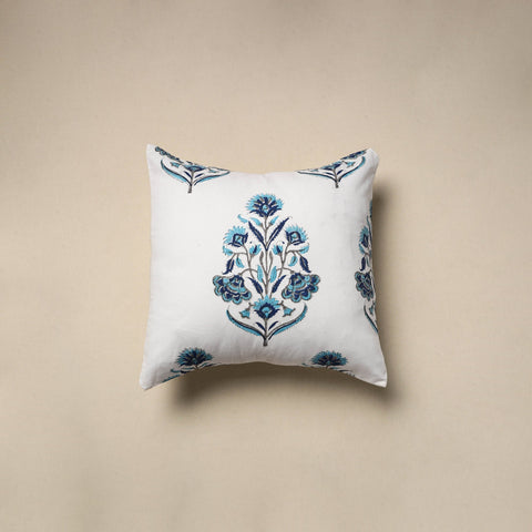 Cotton sanganeri cushion cover (16 x 16 in) 93 - handcrafted