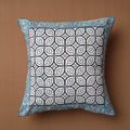 Blue Block Print Cotton Sanganeri Cushion Cover