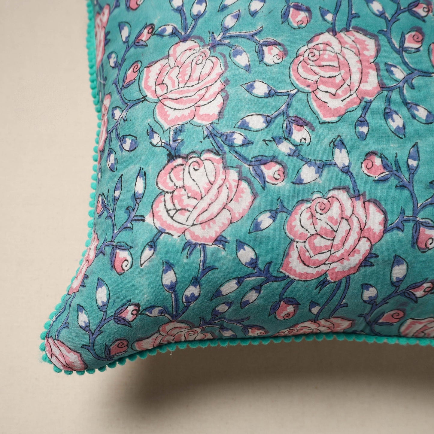 Cotton sanganeri cushion cover 28 - handcrafted