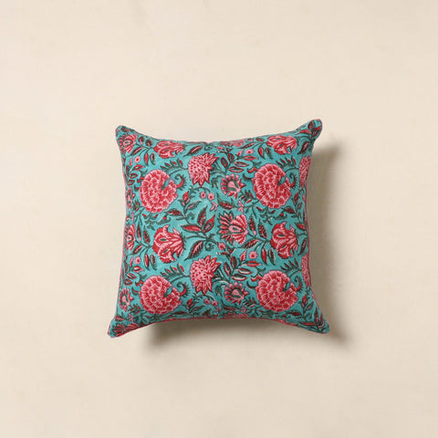 Blue - cotton sanganeri cushion cover 39 - handcrafted