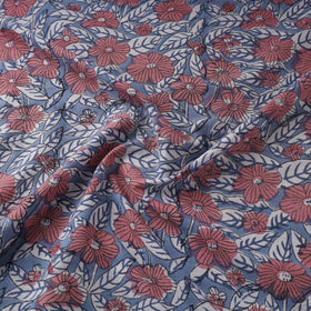 Blue Block Print Cotton Sanganeri Fabric