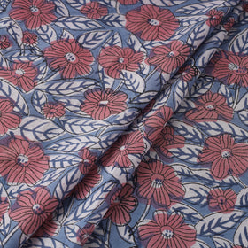 Blue Block Print Cotton Sanganeri Fabric