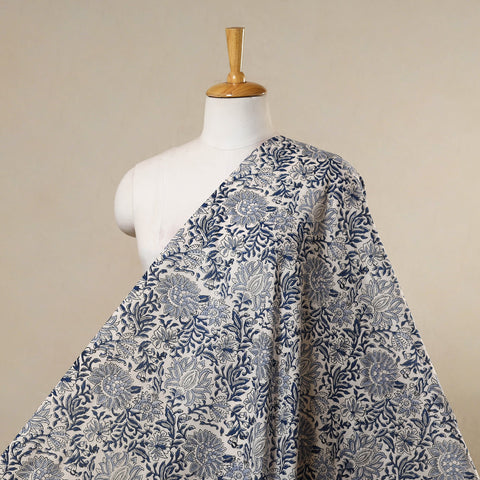 Blue - cotton sanganeri fabric 01 - handcrafted