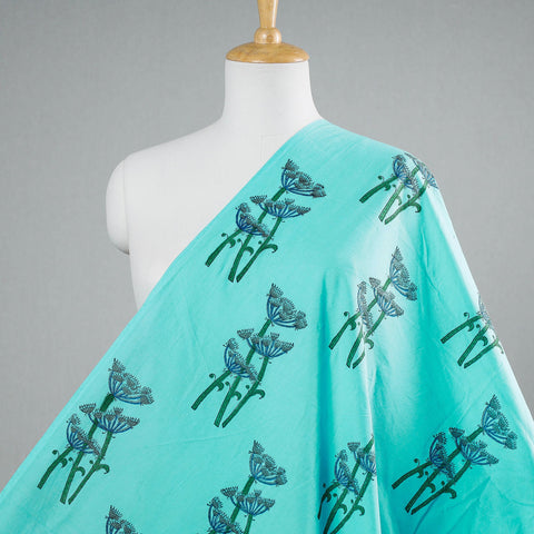  Blue Block Print Cotton Sanganeri Fabric