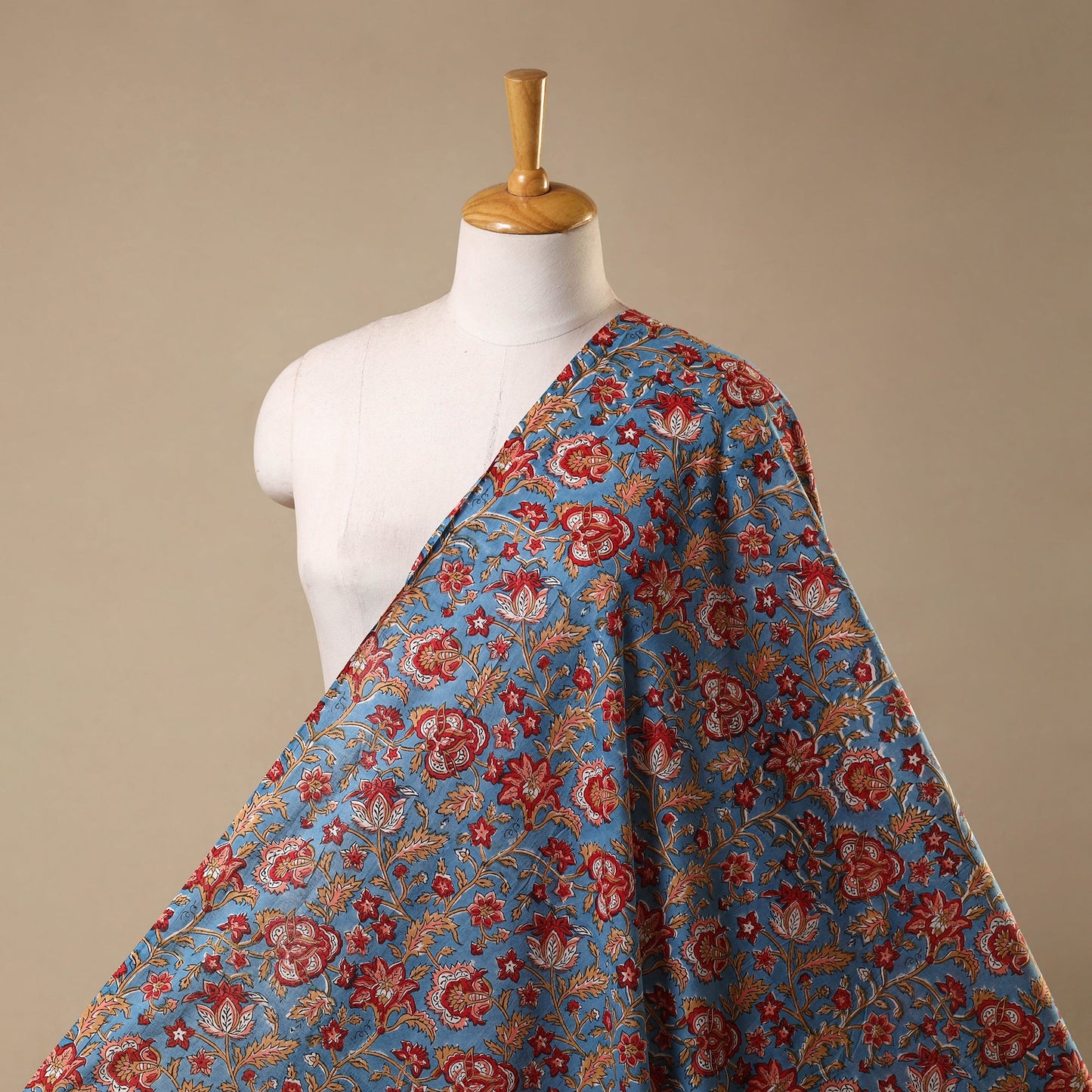 Blue - cotton sanganeri fabric 04 - handcrafted