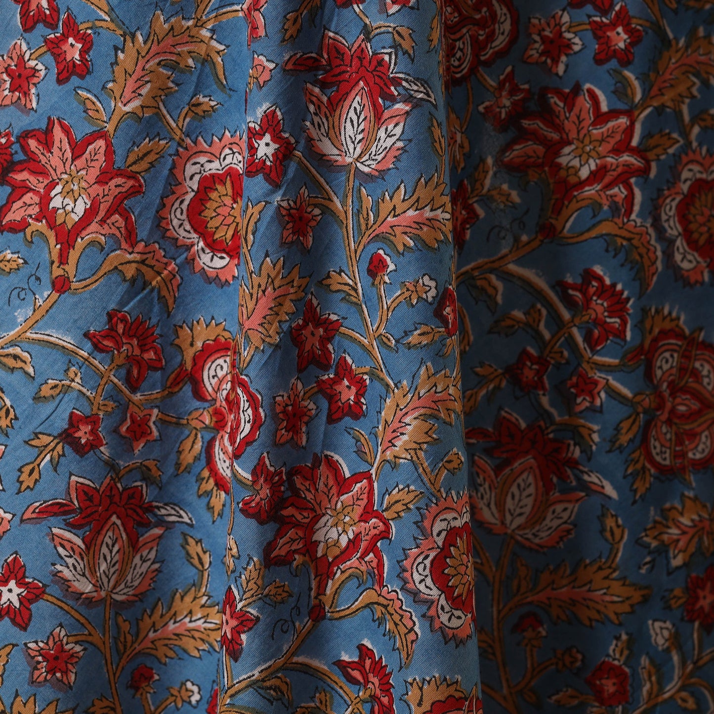 Blue - cotton sanganeri fabric 04 - handcrafted