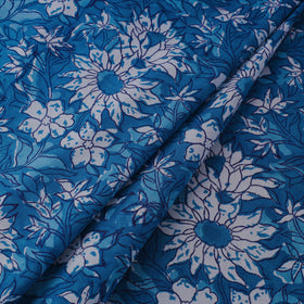 Blue Block Print Cotton Sanganeri Fabric