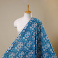 Blue Block Print Cotton Sanganeri Fabric