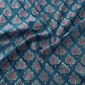 Blue Block Print Cotton Sanganeri Fabric