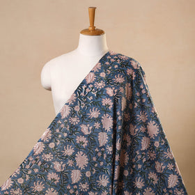 Blue Block Print Cotton Sanganeri Fabric