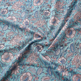 Blue Block Print Cotton Sanganeri Fabric
