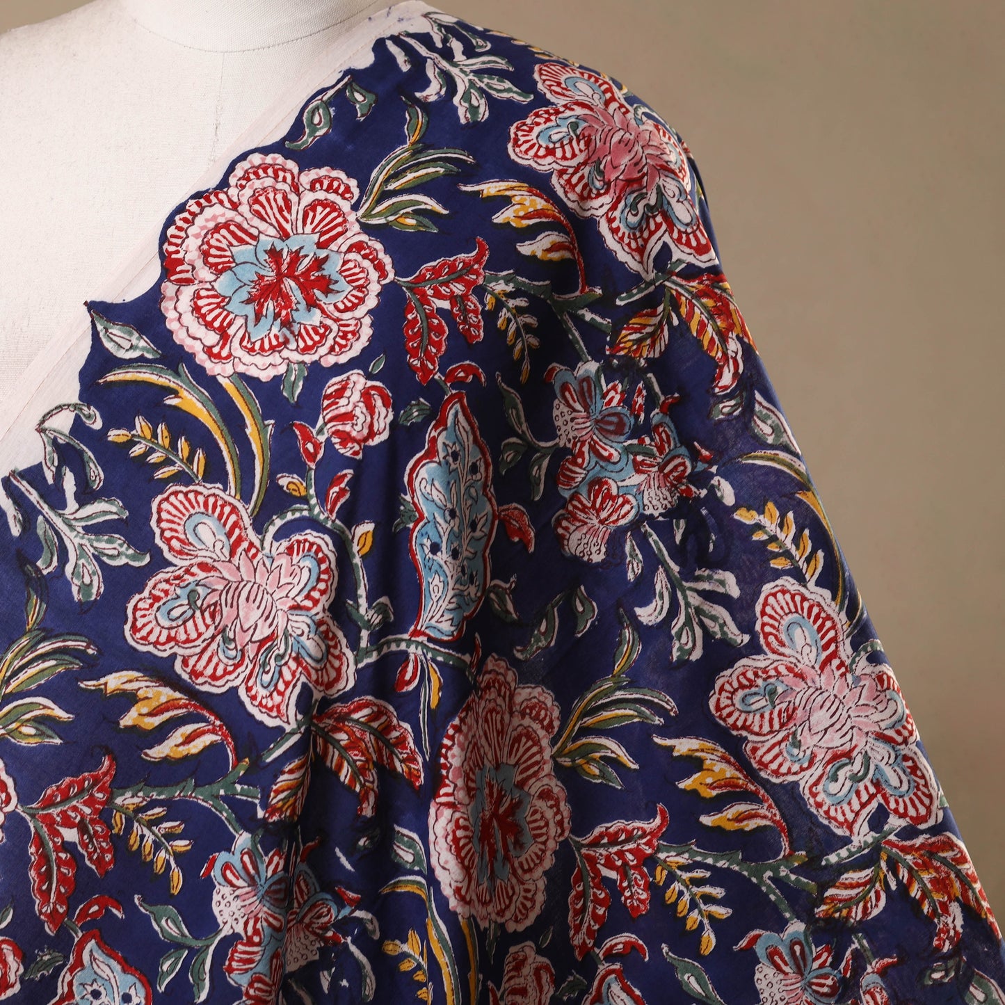 Blue - cotton sanganeri fabric 08 - handcrafted