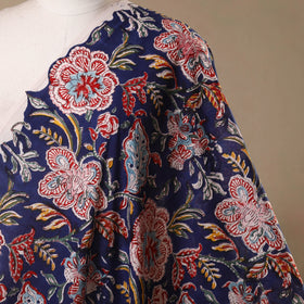 Blue - cotton sanganeri fabric 08 - handcrafted