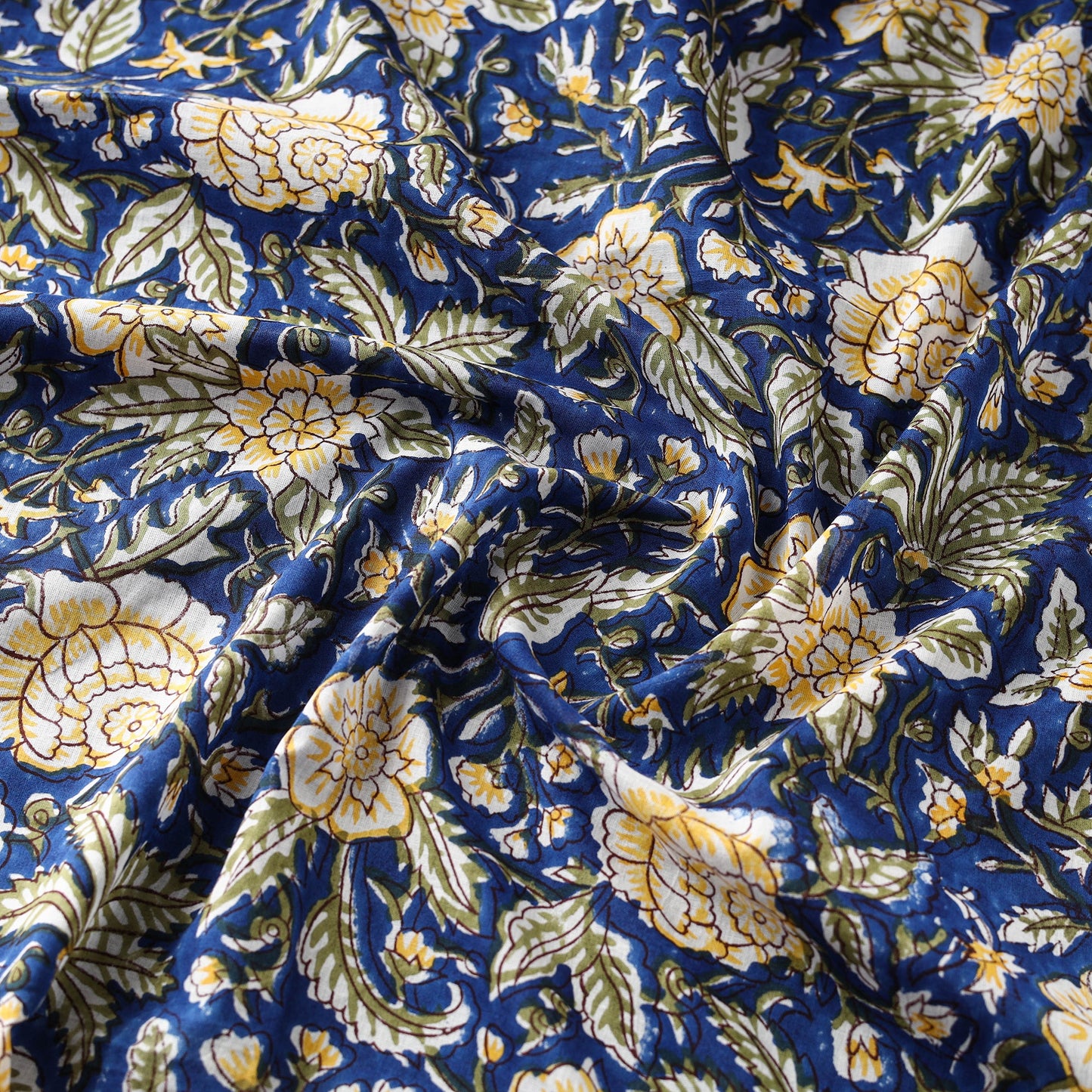 Blue - cotton sanganeri fabric 09 - handcrafted