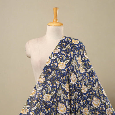 Blue - cotton sanganeri fabric 09 - handcrafted