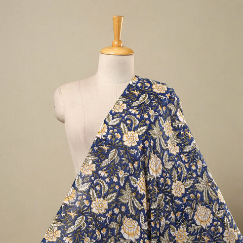 Blue - cotton sanganeri fabric 09 - handcrafted